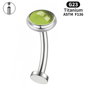 แหวนเจาะสะดือไทเทเนียม ASTM F136 G23 เกลียวใน ประดับเพชรซิร์คอนใส แบบฝังใน  สำหรับเจาะกระดูก  เครื่องประดับร่างกาย F136 สำหรับทุกเพศ ขายส่ง - Product Image 2