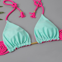 Maillot de bain deux pièces personnalisé pour femme, style string, dos nu, brillant, micro bikini extrême, OEM