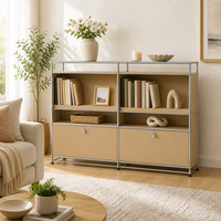 Buffet Modulaire Vert Menthe en Métal, Meuble Console à Deux Portes, Cadre Chromé, Rangement pour Salon et Entrée, Acier, Taille et Couleur Personnalisables