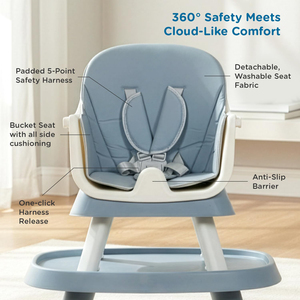 Infant Dining High <b>Chair</b> Bouncer <b>Foldable</b> Safety Removable Tray Modern Design Adjustable for Kitchen Living Room Bedroom Use - Product Image 5