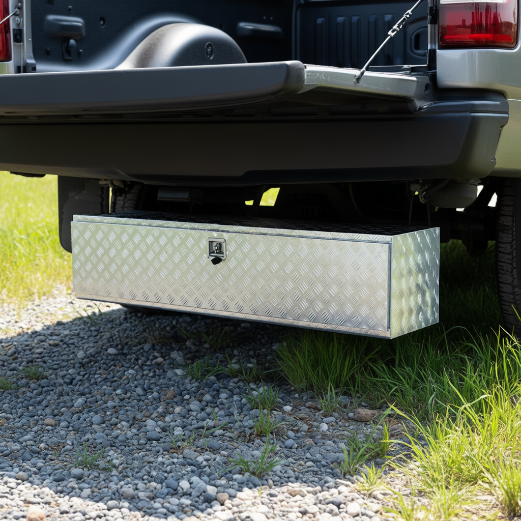 Underbody Truck Box – Heavy Duty Aluminum Diamond Plate Tool Storage, Side-Mount, Waterproof, Lockable, For Pickup, Trailer, Van, RV