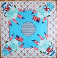 Tapis de table de mahjong antidérapant et résistant à l'usure, style national américain, bleu et blanc, pour la vente en gros