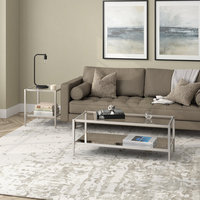 Table basse/console/d'appoint Kainice à 2 niveaux, en acier tubulaire, avec plateau en verre, design moderne, robuste, rangement, meubles de salon