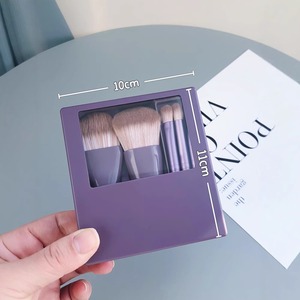 Travel <b>Makeup</b> Brush Set 5 Pcs with Mirror Case Portable <b>Compact</b> <b>Makeup</b> Brushes Soft Powder Blush Eye Brush for Women - Product Image 2