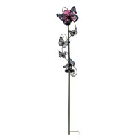 Lampe solaire rose étanche en métal en forme de lune avec globe en verre craquelé, LED, pour décoration extérieure de jardin, cour et allée