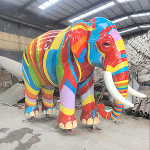 Painted <b>Elephant</b> Stainless Steel Outdoor Floor Mount Animal Sculpture Handmade Figure <b>Decoration</b> - Product Image 2