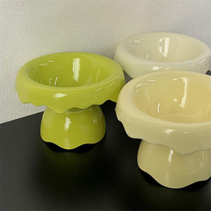 Atacado Cerâmica <span class=keywords><strong>pet</strong></span> food Cute <span class=keywords><strong>Pet</strong></span> Food água alimentador destacável cogumelo em forma lavável alta pés gato tigela - Product Image 2