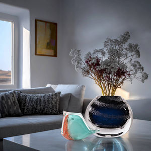 शाश्वत मूल डिजाइन आला गहरे नीले, काले और स्पष्ट ग्रेडिएंट डबल-लेयर गोलाकार ग्लास वेस - Product Image 1