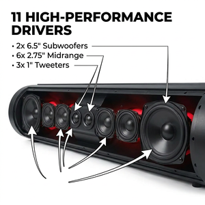 Haut-parleur amplifié pour voiturette <span class=keywords><strong>de</strong></span> golf, ATV, UTV, connecteur BT, <span class=keywords><strong>barre</strong></span> <span class=keywords><strong>de</strong></span> <span class=keywords><strong>son</strong></span> 8 haut-parleurs, étanche avec éclairage LED, 500 Watts - Product Image 3