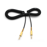 Câble audio coaxial spiralé plaqué or 3,5 mm 3 pôles stéréo mâle-mâle pour autoradio, appareils auxiliaires et enceintes
