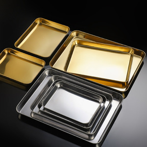 Stainless Steel Gold Flat Bottom Tray Square Plate Multifunctional Serving Trays For Hotel Meals And Barbecue - Product Image 4