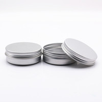 60 ml vide argent rond pot en aluminium 68*25mm 60g argent vis aluminium métal étain conteneur 60 ml thé de qualité alimentaire cheveux cire pots