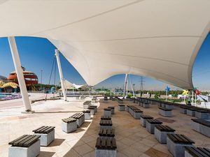 Toldo para Salón Exterior de Pista de Bolos, Estructura de Membrana de PTFE, Forma Personalizada, Tela Ignífuga con Cobertura de Sombra - Product Image 2