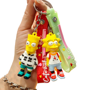 LLavero de goma suave de dibujos animados de los <span class=keywords><strong>Simpson</strong></span> personalizado, llavero de coche de Pvc, bolso creativo de goma, llaveros colgantes, regalo al por mayor - Product Image 1