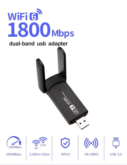Wifi6 Ax1800 Usb 3.0 Wifi Adapter MT7921AU Wireless Network Card 1800Mbps USB Wifi Dongle Support WPA3