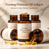 Capsules d'huile d'onagre en gélules molles, source de GLA, sans sucre, favorise le bien-être et la santé de la peau des femmes, complément alimentaire pour adultes