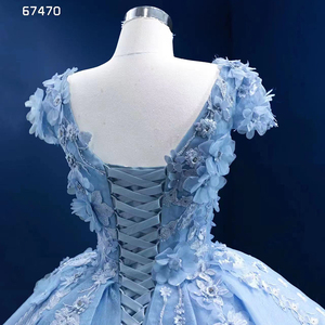 Robes de luxe pour femmes Rsm67470, robe de bal bleue de haute qualité, dentelle brodée, robe de soirée - Product Image 5