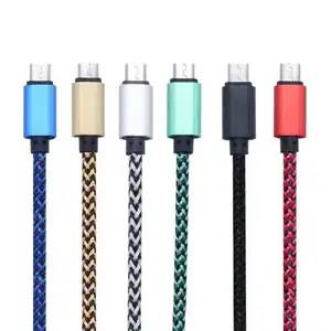 Câble de données de chargeur USB tressé en Nylon 6 couleurs pour iPhone Type C Android Micro 1 mètre 2 mètres 3 mètres cordon en Nylon solide