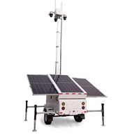 Unité de surveillance CCTV mobile solaire ENERGYFIT avec mât télescopique de 7 m, étanche IP65, alimentation DC24V, pour chantier