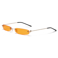Lunettes de soleil étroites hommes sans monture été 2025 rouge bleu noir lunettes de soleil rectangulaires pour femmes petites nuances de visage