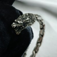 Brazalete Masculino con Diseño de Dragón, Bestias Míticas, Hecho a Mano, Plata de Ley 925, Chapado en Rodio Negro, Certificado Nórdico
