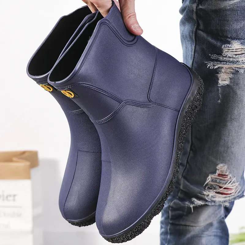 Fashion Men's Non-slip Rain Boots Trend Low Price Kitchen Fishing Car Wash Rubber Shoes Water Shoes for Work Men