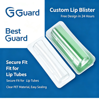 Confezione in blister/cartone/clamshell trasparente in PET/PVC/PP riciclabile e personalizzabile con retro adesivo per balsamo labbra/chapstick