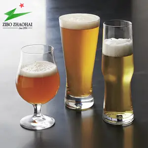Großhandel elegante geformte Trinkgläser benutzer definierte Logo gedruckt klares Soda Bier