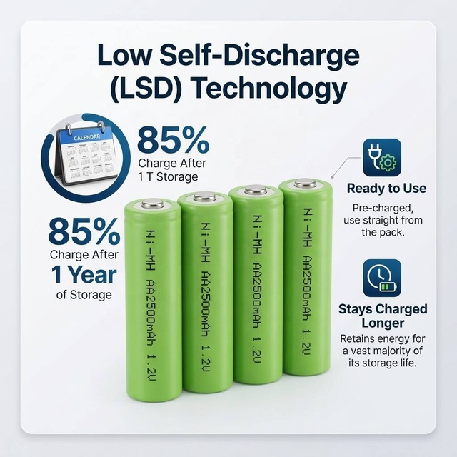 Low Self-Discharge Nickel Metal Hydride Batteries (Ni-MH) AA Rechargeable NiMH Battery 1.2V 2400mAh 2500mAh 2200mAh 2000mAh 1800