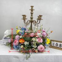 Arches florales tropicales vertes et blanches tendance en soie, centres de table, décoration de table, 60 cm, décoration de mariage, couronne de fleurs