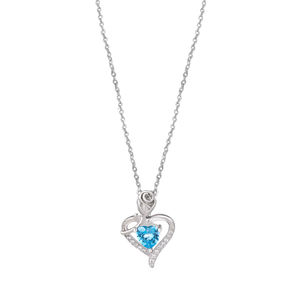 F.<span class=keywords><strong>ZENI</strong></span> Fashion 925 Sterling Silver Blue White Red Zircon Heart Rose Pendant Flower Jewelry Necklace - Product Image 1