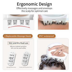 पूर्ण गर्दन सिर आराम ताररहित बाल खोपड़ी मालिश निविड़ अंधकार पोर्टेबल इलेक्ट्रिक सिर की मालिश डिवाइस कंपन - Product Image 4