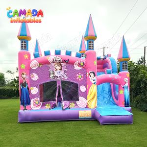Gorila inflable de Casa de rebote de puente rosa y púrpura comercial con tobogán seco Castillo hinchable de princesa para niños - Product Image 1
