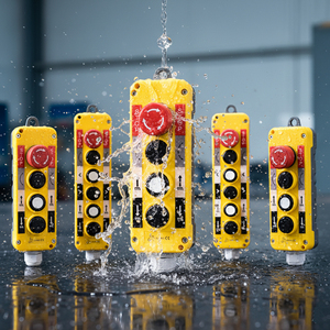 Interruptor de control remoto industrial de 5 botones a prueba de lluvia para polipasto eléctrico y grúa con parada de emergencia, 10A 1/2/NE - Product Image 6