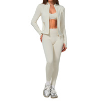 Nouvel ensemble de fitness 2026 : Veste de sport ajustée, tendance, séchage rapide, en Spandex/Nylon, tenue de yoga trois pièces pour l'extérieur