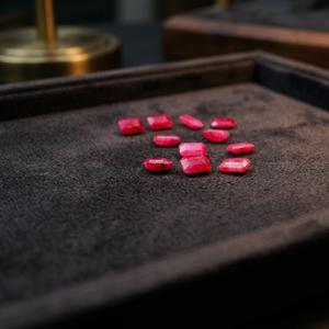Pierre précieuse en rubis naturel facetté et poli, taille baguette 4x6mm, rouge, calibrée, pour la fabrication de bijoux - Product Image 2