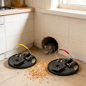 กับดักหนูอัตโนมัติแบบกลมพร้อมแป้นเหยียบไวต่อการสัมผัส ใช้ซ้ำได้ ทำจากพลาสติก สำหรับใช้ในบ้านและฟาร์มกลางแจ้ง - Product Image 2