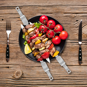 10-Mảnh 304 Thép Không Gỉ <span class=keywords><strong>Kabob</strong></span> Xiên 16.5 Inch Dài 0.7 Inch Rộng Phẳng BBQ Chịu Nhiệt Ngoài Trời Nhà Bếp Không Có Gỗ Xử Lý - Product Image 5