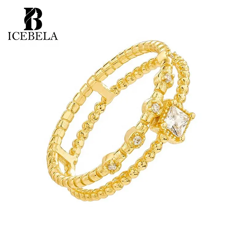 ICEBELA Wholesale Vintage 18k Gold Plated Light Luxury Elegant Exquisite 925 Silver Custom Fine Jewelry Rings For Girls