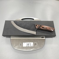 Vente en gros, couteau de cuisine personnalisé de 7.5 pouces, couteau de chef en acier damas avec manche en bois, marteau forgé, couperet, couteaux de boucher à désosser