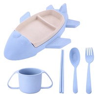 Assiette à dîner pour bébé, nouveau Design en forme d'avion, micro-ondes, Logo personnalisé en paille de blé, pour enfants, 2023