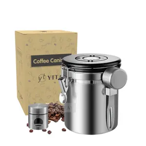 عالية الجودة حاوية قهوة محكم فراغ 304 الفولاذ المقاوم للصدأ الشاي السكر القهوة علبة