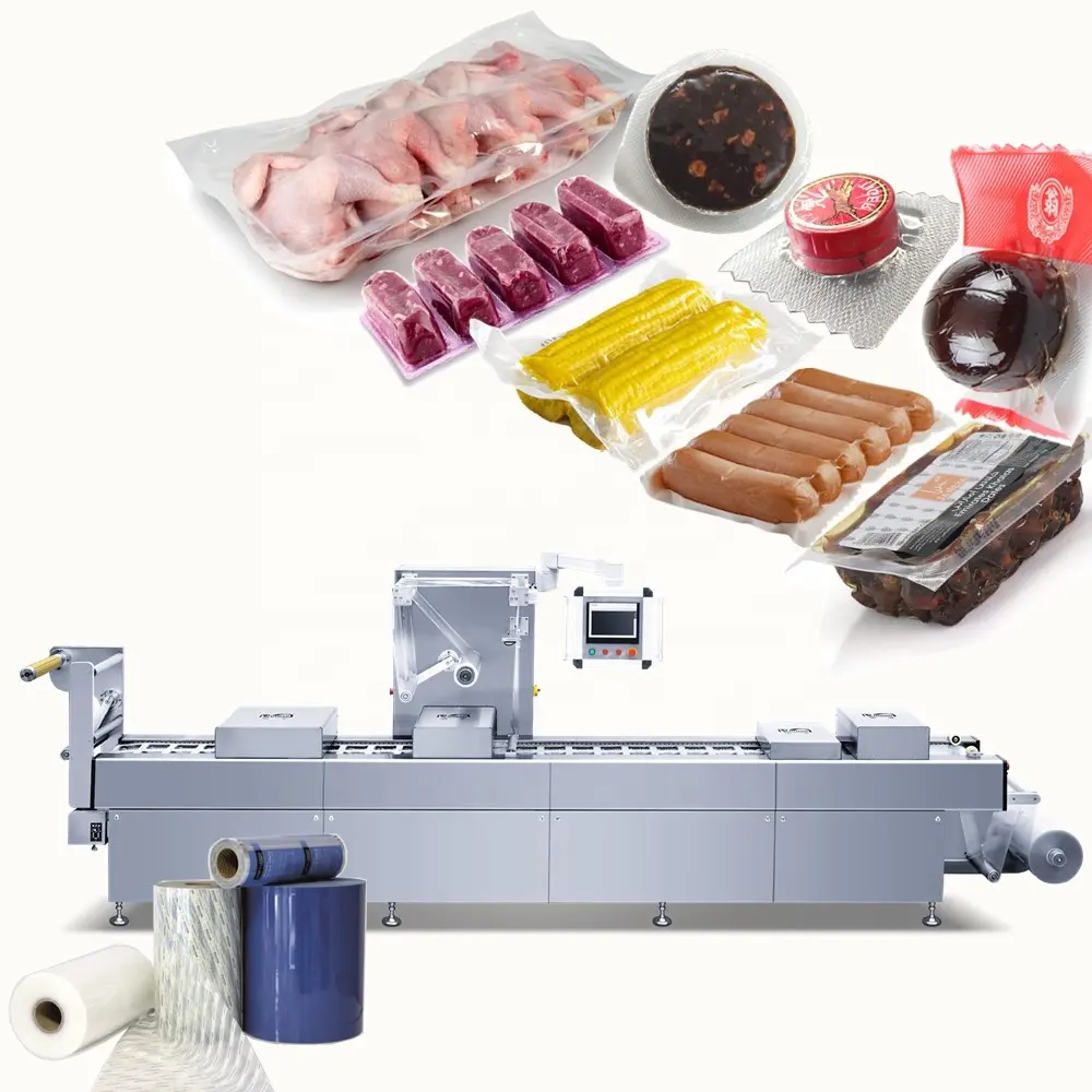 DLZ320 et peynir sosis hot dog paketleme makinesi mesin kemasan termoform pengepakan otomatik vakum paketleme makinesi gıda