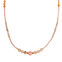 Collar de cuentas de piedra natural de acero inoxidable serie rosa, collar de perlas de agua dulce naturales hechas a mano para mujer, venta al por mayor