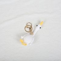 Porte-clés Mignon en Laine au Crochet en Forme d'Oie, Poupée Amigurumi Tricotée, Jouet Fait Main, Porte-clés pour Couples, Cadeau Amusant, Porte-clés Oie Blanche