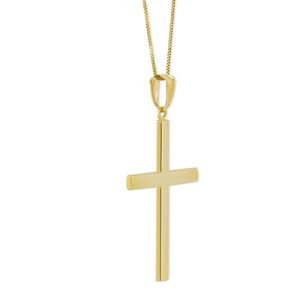 Kalung Liontin Fashion Sederhana Perhiasan Minimalis Rantai Baja Anti Karat Lapis Emas Salib Krusifiks - Product Image 1