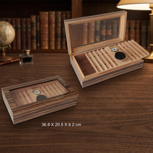 Accessoires pour cigares 1540 Humidor carré en bois écologique avec fenêtre en verre, surface polie, design européen, capacité 25 cigares - Product Image 2