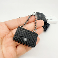 Mini sac matelassé à chaîne, modèle de sac à main de luxe simulé, accessoire de scène pour maison de poupée, ornement de bureau tendance, matériau artisanal DIY en PVC
