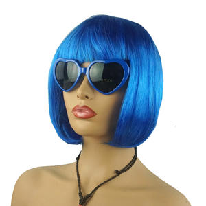 Perruque Courte Droite Violette <span class=keywords><strong>Pas</strong></span> Chère avec Lunettes de Soleil, Perruques Synthétiques Amusantes pour Halloween, Accessoires de Fête Colorés, Toupet BOB - Product Image 2