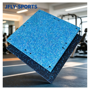 Dalles de sol en caoutchouc antidérapantes pour salle de sport, surface sécurisée, empêchent les glissements lors des séances d'entraînement intenses de CrossFit et de musculation. - Product Image 1